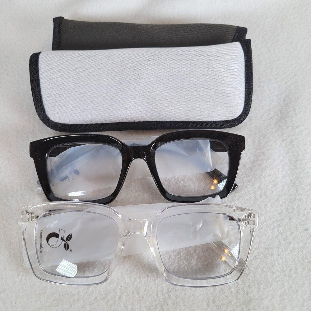 Hummingbird Womens Reading Glasses Santa Fe Blue Light +3.50 OS Black Clear